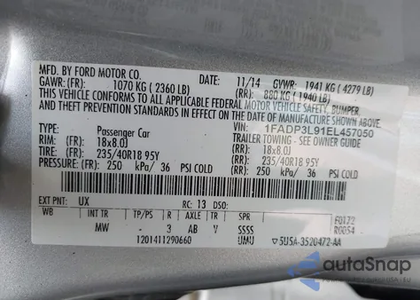 2014 Ford Focus St from USA, damaged, VIN 1FADP3L91EL457050